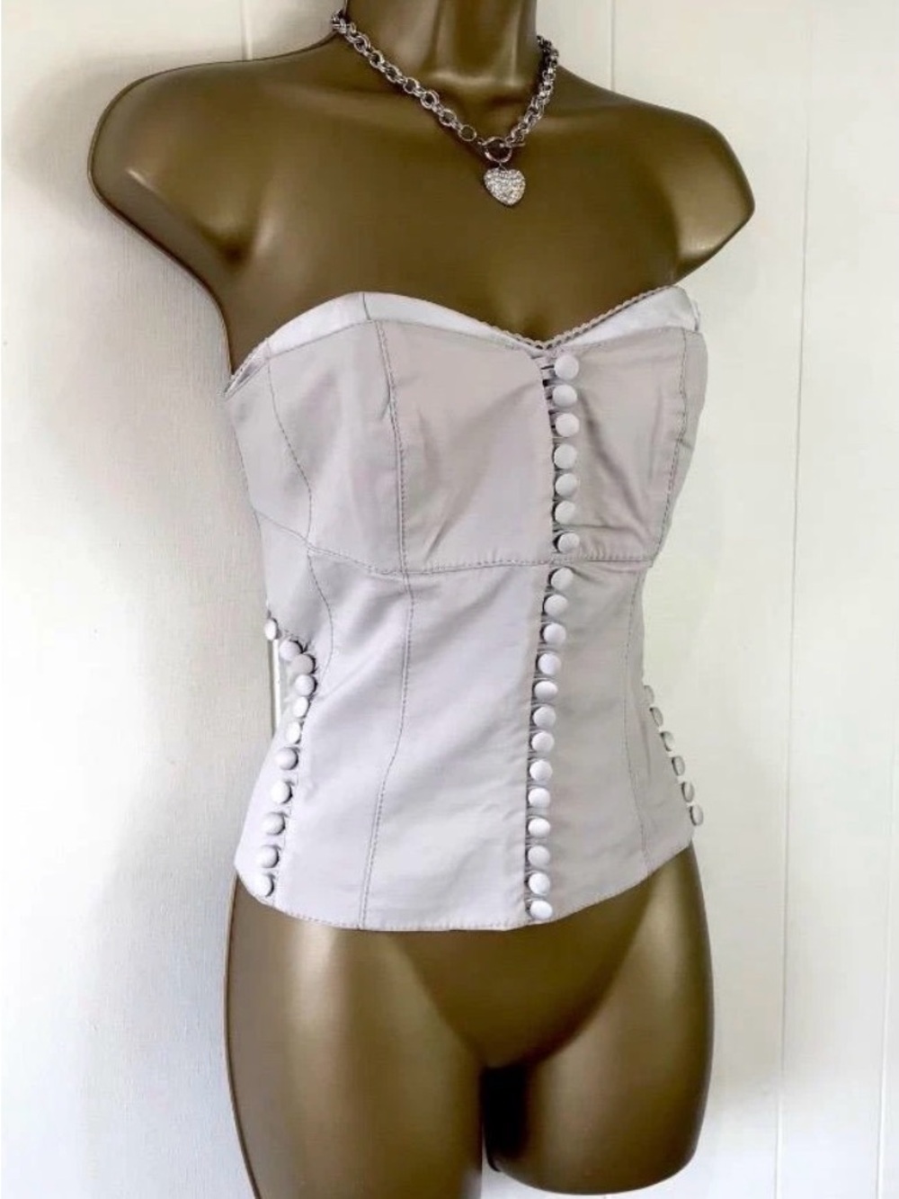 Karen Millen White Strapless Button-Front Corset Top